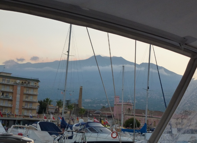 The  view we had at dinner tonight, note that Mt Etna is 11,000 ft high