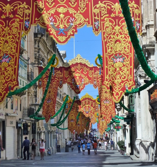 Banners in the main street of Valletta
