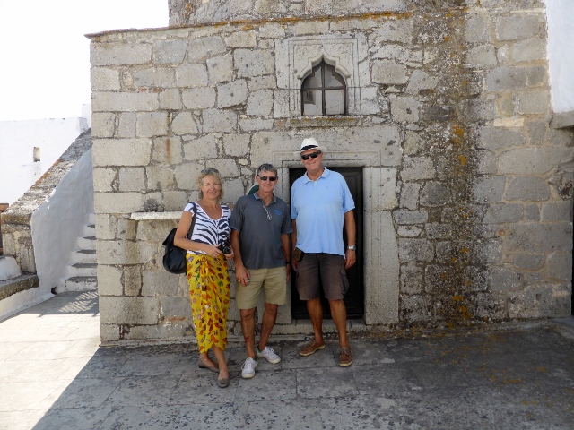 Sue, Swanno and James in front of the tiny door in the fortress