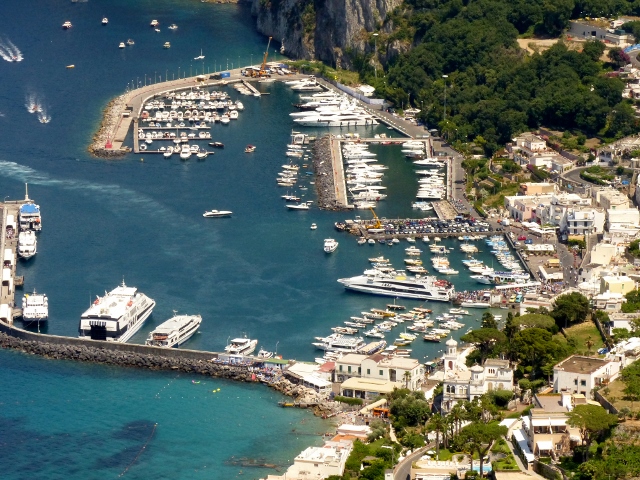 There is only a small marina on Capri and many large yachts.